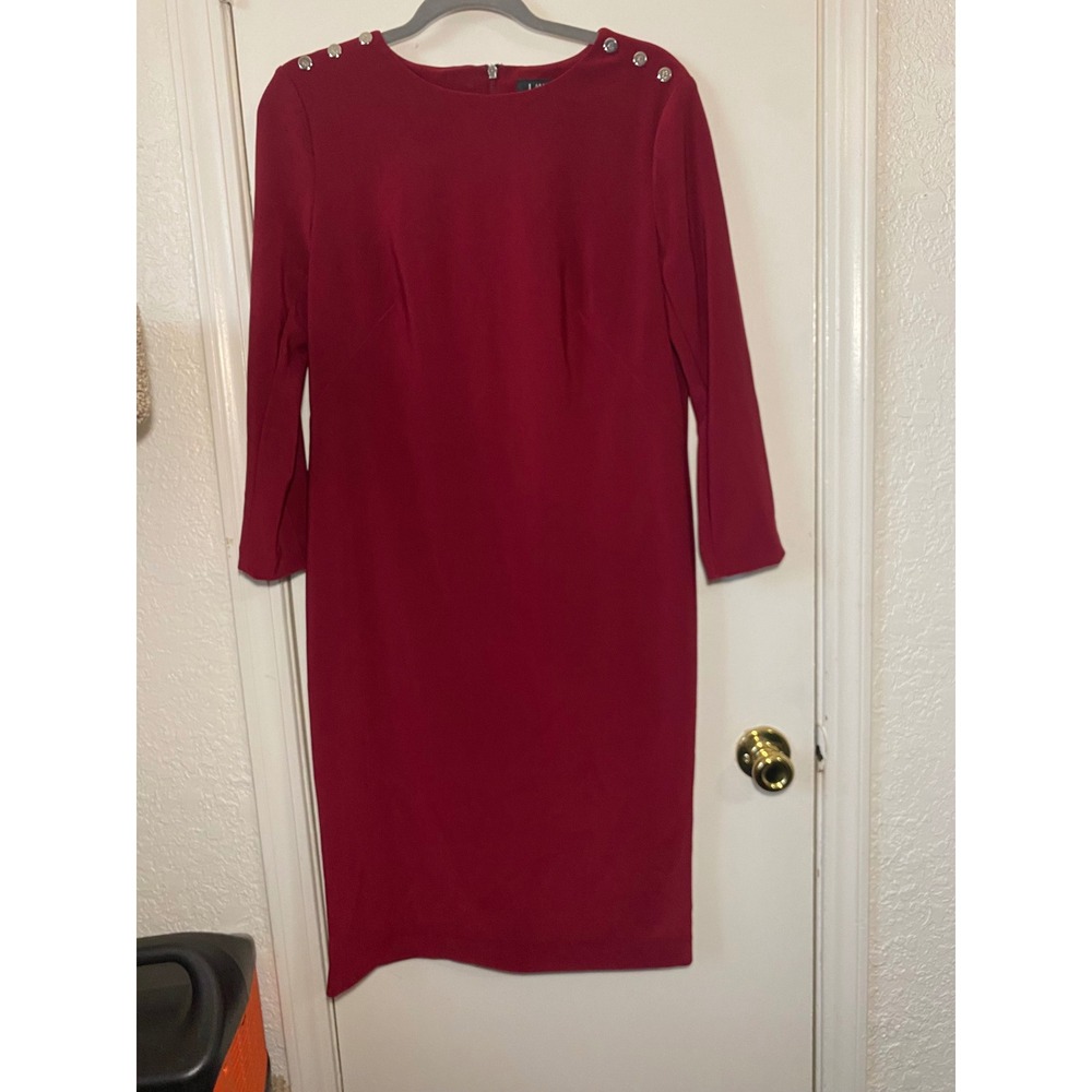 Lauren Ralph Lauren Dress Women's Size 12 Garnet Red Sheath Career NWT‎